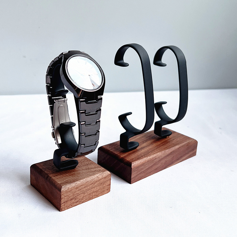 Jewelry And Watches Inc - ที่วางนาฬิการูปตัว C ทำจากไม้, แท่นโชว์เครื่องประดับไม้เนื้อแข็งสำหรับวางสร้อยข้อมือ แหวน ต่างหู