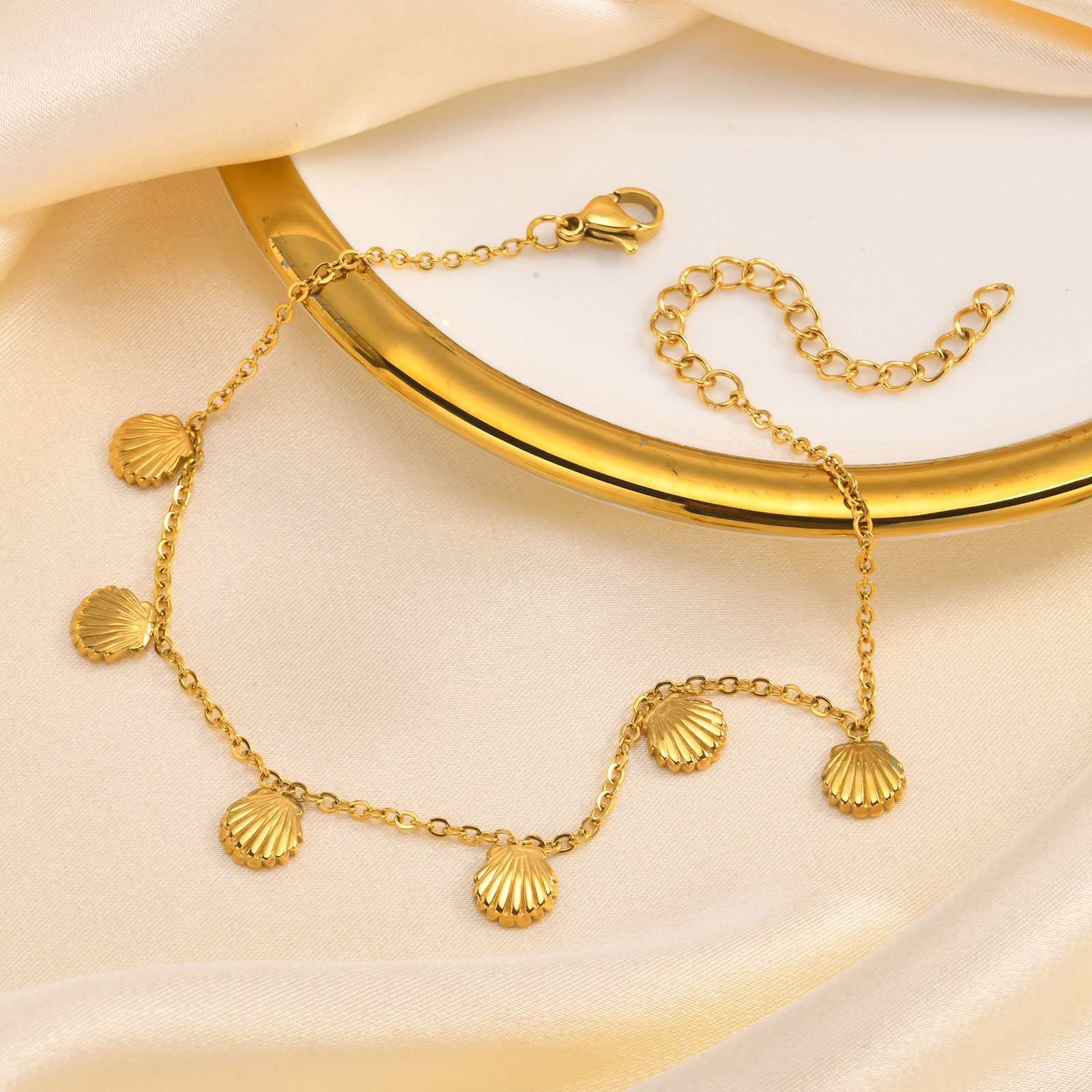 Jc Jewelry & Watches Photos - โซ่ไขว้สแตนเลสแบนพร้อมโซ่เท้า6เส้นสร้อยข้อเท้าวินเทจสำหรับผู้หญิงเครื่องประดับสร้อยข้อมือชายหาดทะเล