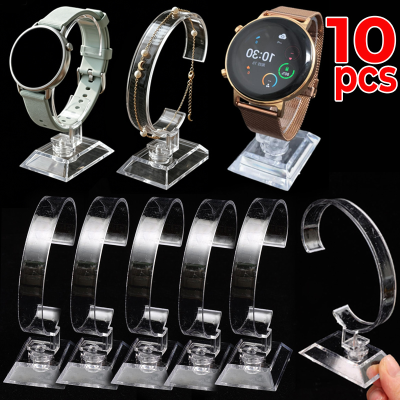 Jewelry And Watches Inc - แท่นโชว์นาฬิกาอะคริลิคใสทรงวงกลม C-Circle สำหรับวางโชว์บนเคาน์เตอร์ ใช้โชว์นาฬิกาข้อมือ สร้อยข้อมือ และเครื่องประดับ