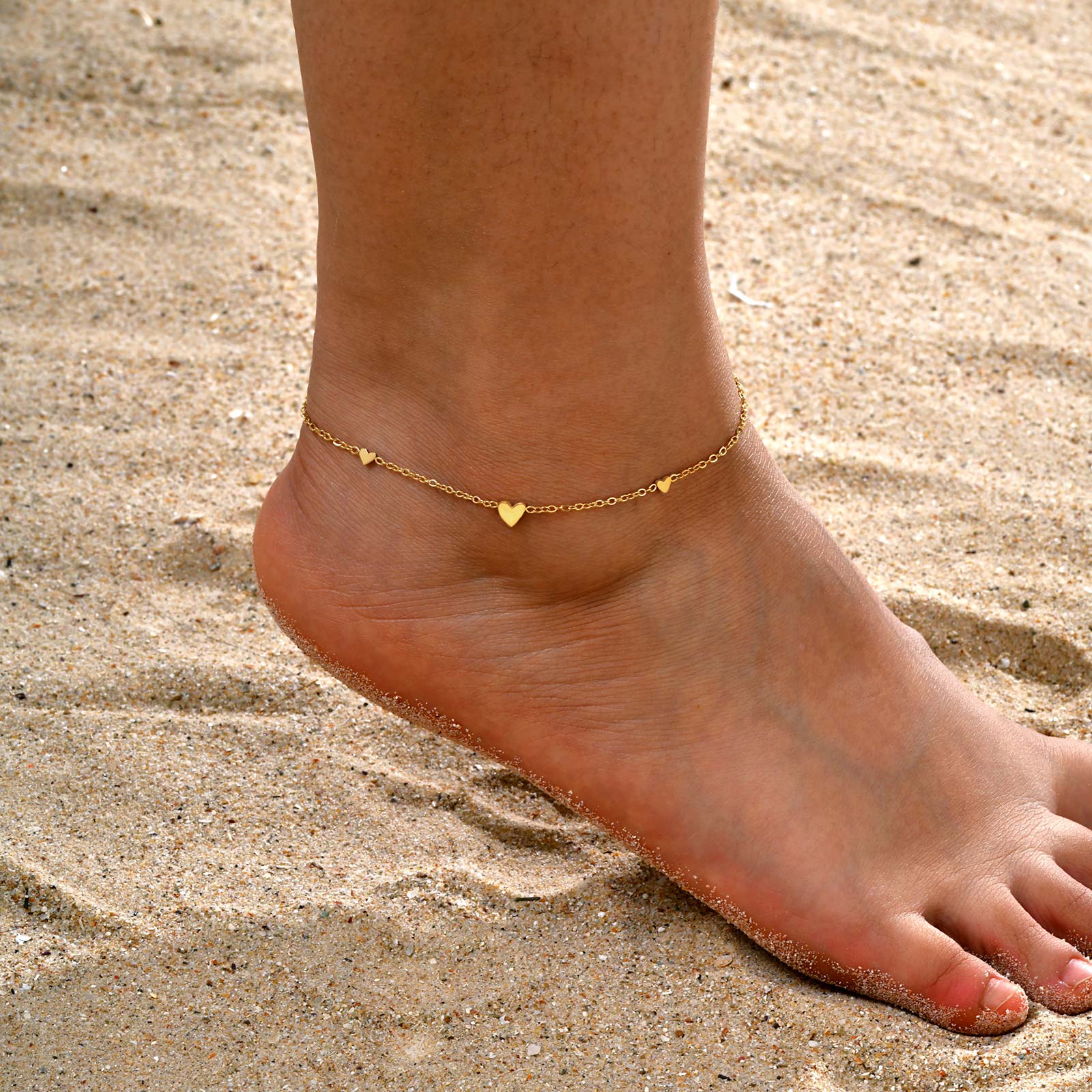 Jc Jewelry & Watches Photos - สแตนเลสสตีลหัวใจ Anklets สําหรับผู้หญิง,Gold Plated สร้อยข้อเท้าสร้อยข้อมือ,หรูหราเครื่องประดับของขวัญ PARTY