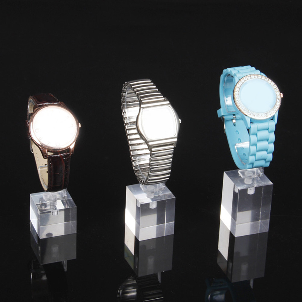 Jewelry And Watches Inc - ชุด 3 ชิ้น แท่นวางนาฬิกาอะคริลิกรูปตัว C ผิวเรียบหรู