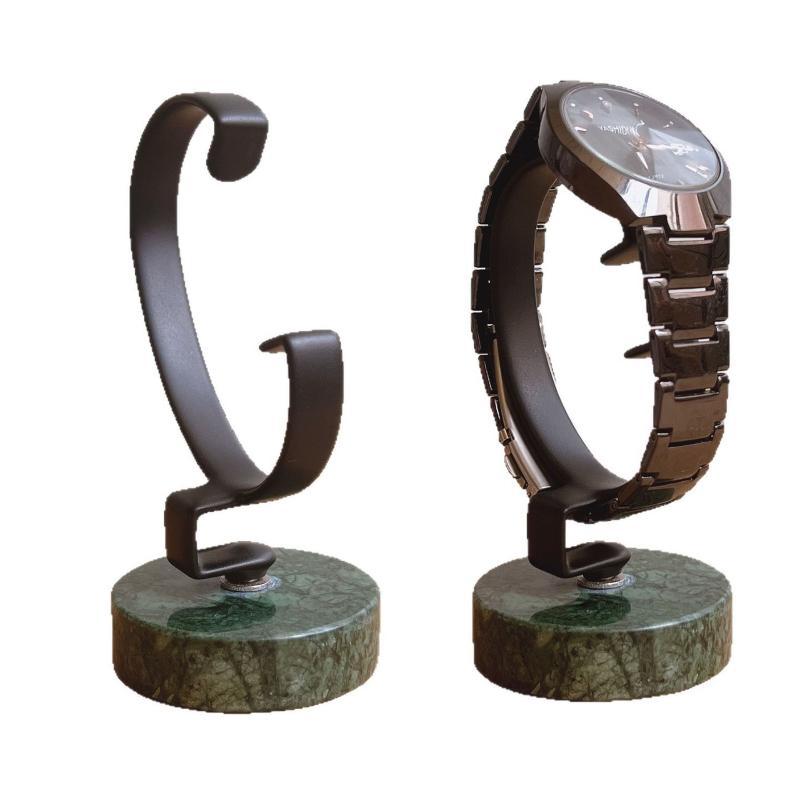 Jewelry And Watches Inc - แท่นวางนาฬิกา ฐานหินอ่อน โครงโลหะรูปตัว C ป้องกันการลื่น ที่วางเครื่องประดับและนาฬิกาข้อมือ