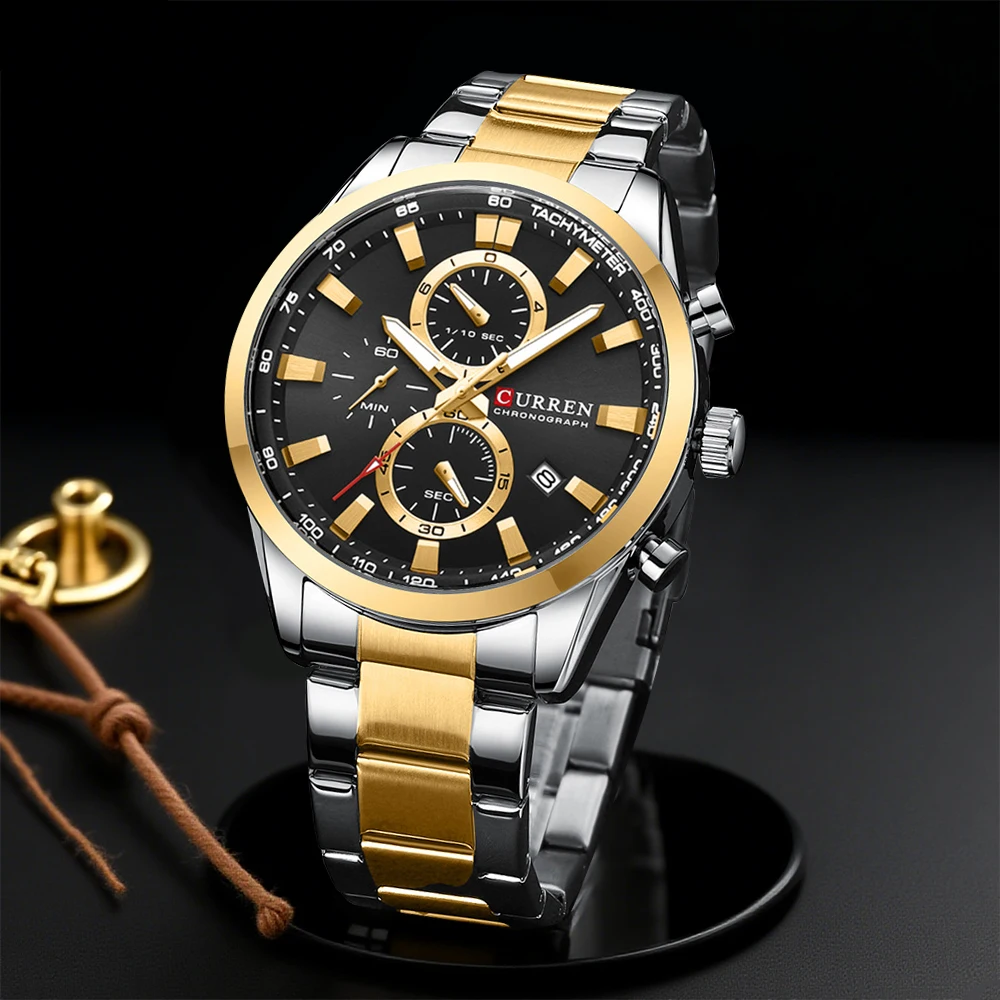 Jewelry For Watches - CURREN ลำลองควอตซ์โครโนสปอร์ตนาฬิกาแบรนด์สำหรับผู้ชายสร้อยข้อมือสแตนเลสมัลติฟังก์ชั่นหน้าปัด 2023 นาฬิกาข้อมือวันที่