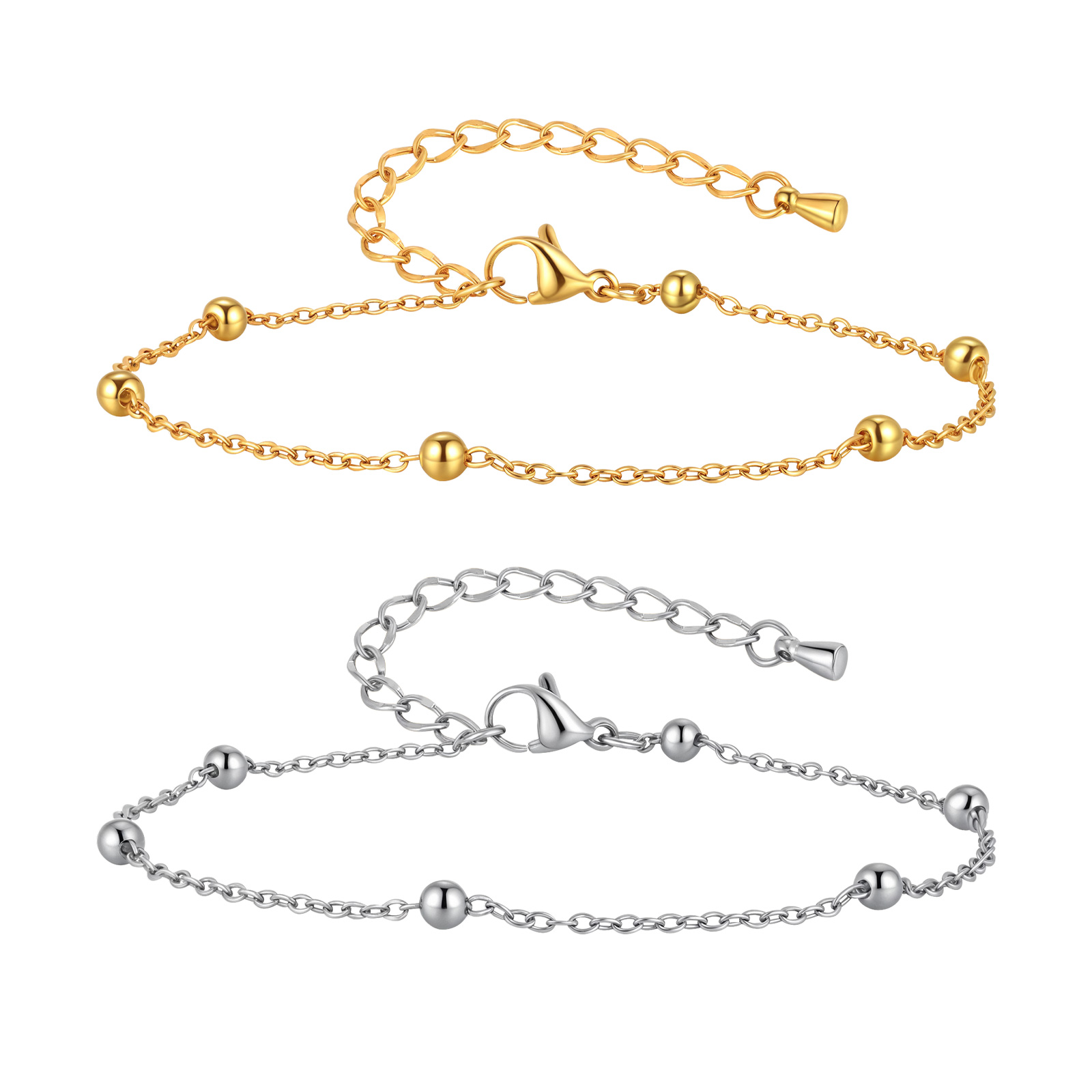 Jc Jewelry & Watches Photos - สร้อยข้อเท้าโซ่ลูกปัดสแตนเลสสำหรับผู้หญิง, สร้อยข้อเท้ากันน้ำสำหรับวันหยุดฤดูร้อน, ของขวัญเครื่องประดับคลาสสิก