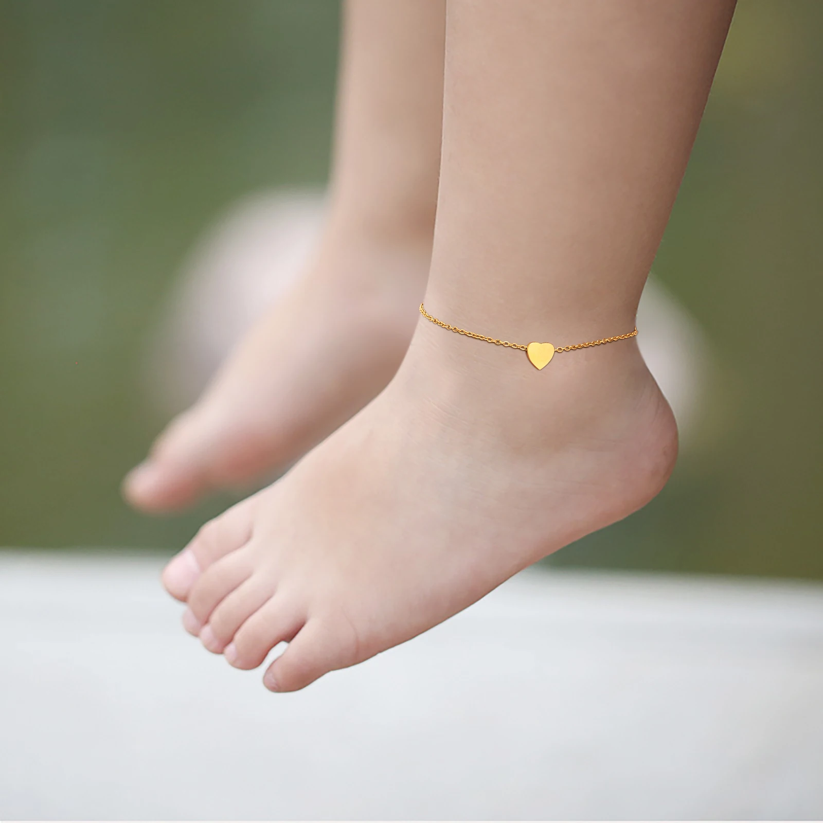 Jc Jewelry & Watches Photos - สร้อยข้อเท้าลายหัวใจสำหรับเด็ก ปรับขนาดได้ เหมาะสำหรับใส่ในฤดูร้อนและไปเที่ยวชายหาด