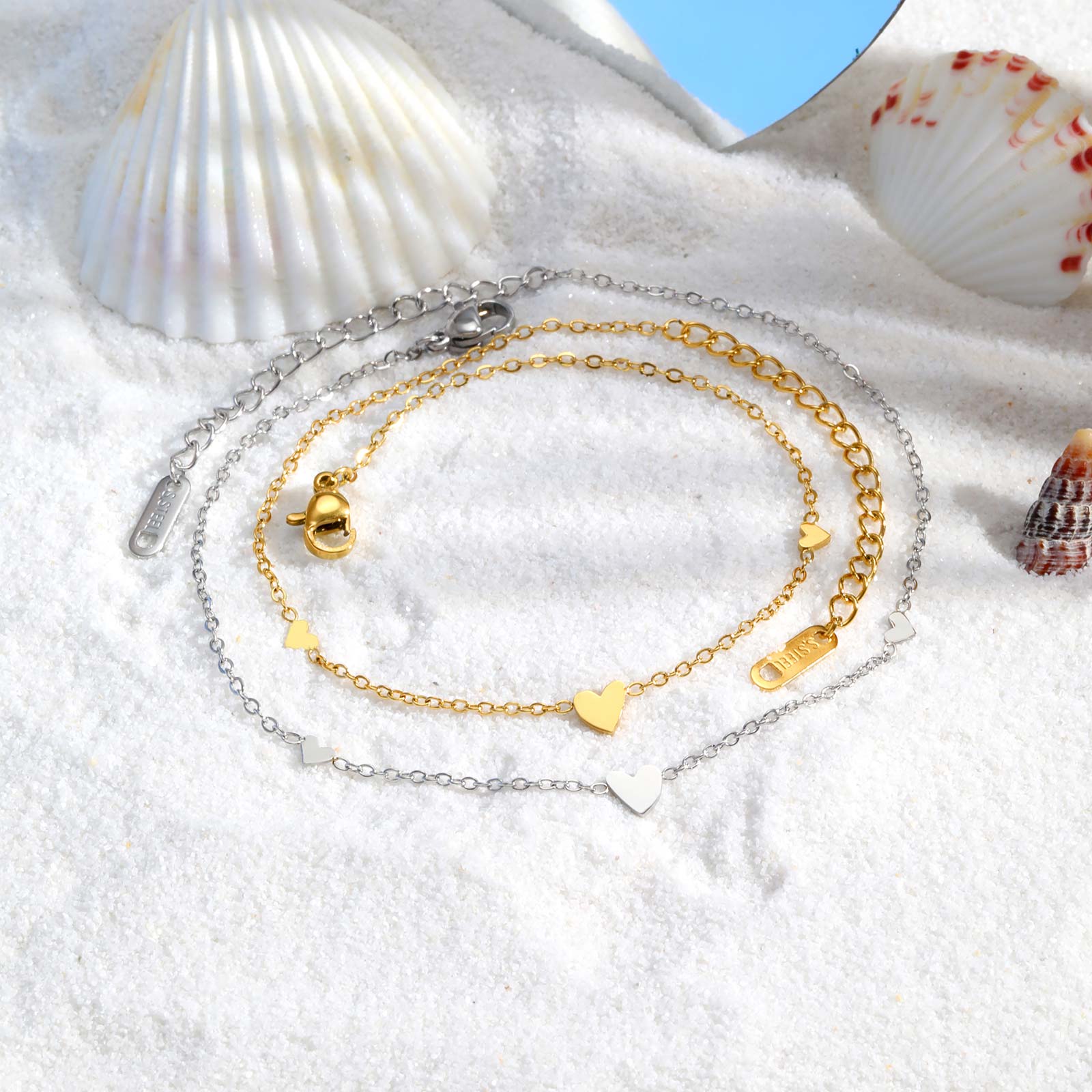 สแตนเลสสตีลหัวใจ Anklets สําหร - Jc Jewelry & Watches Photos บทวิจารณ์และราคา
