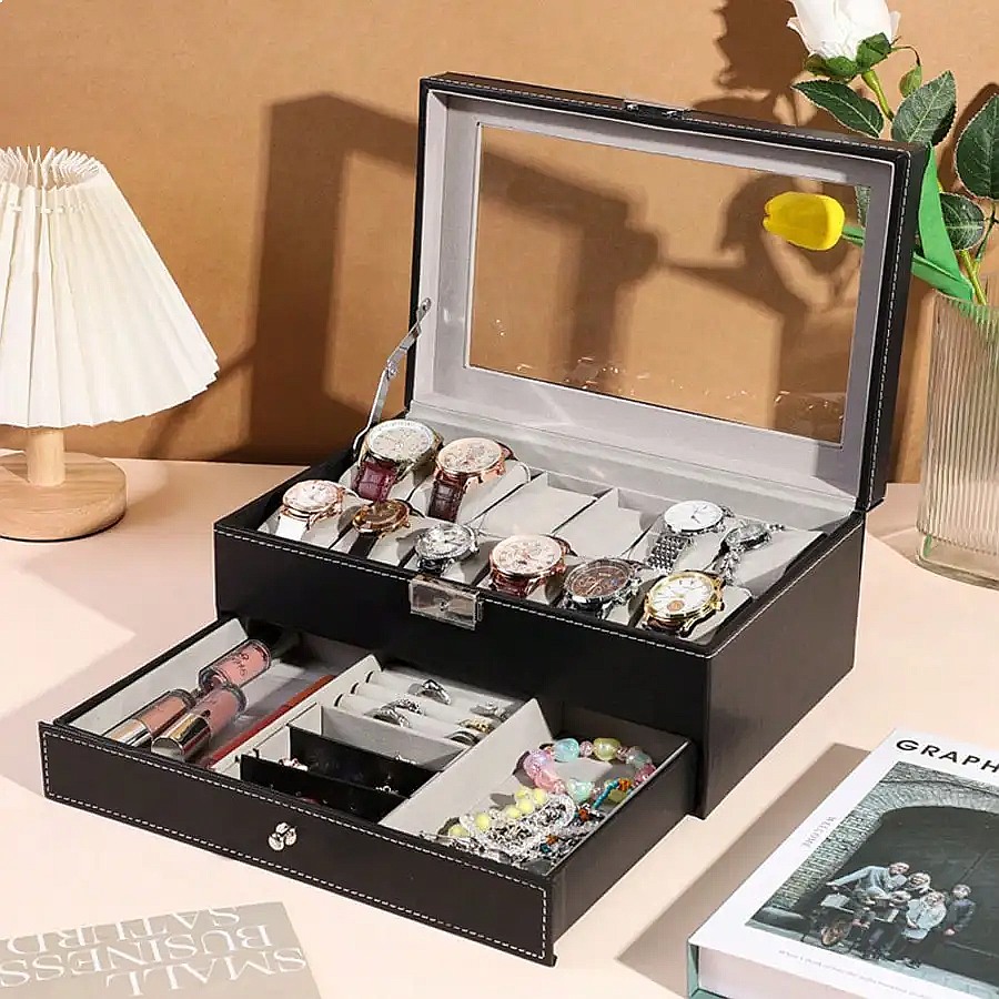 กล่องใส่นาฬิกา 12 ช่องพร้อมลิ้ - Watch Display Box บทวิจารณ์และราคา