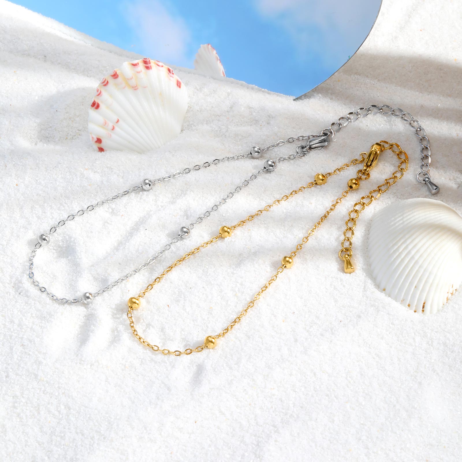 สร้อยข้อเท้าโซ่ลูกปัดสแตนเลสสำ - Jc Jewelry & Watches Photos บทวิจารณ์และราคา